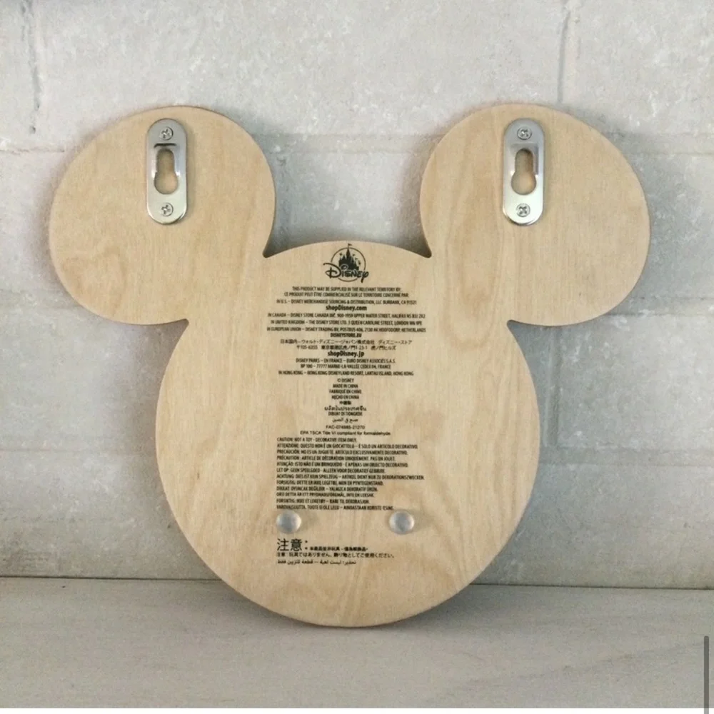 DISNEY Mickey Mouse Wall Hooks Wooden Wall Mount - NWT